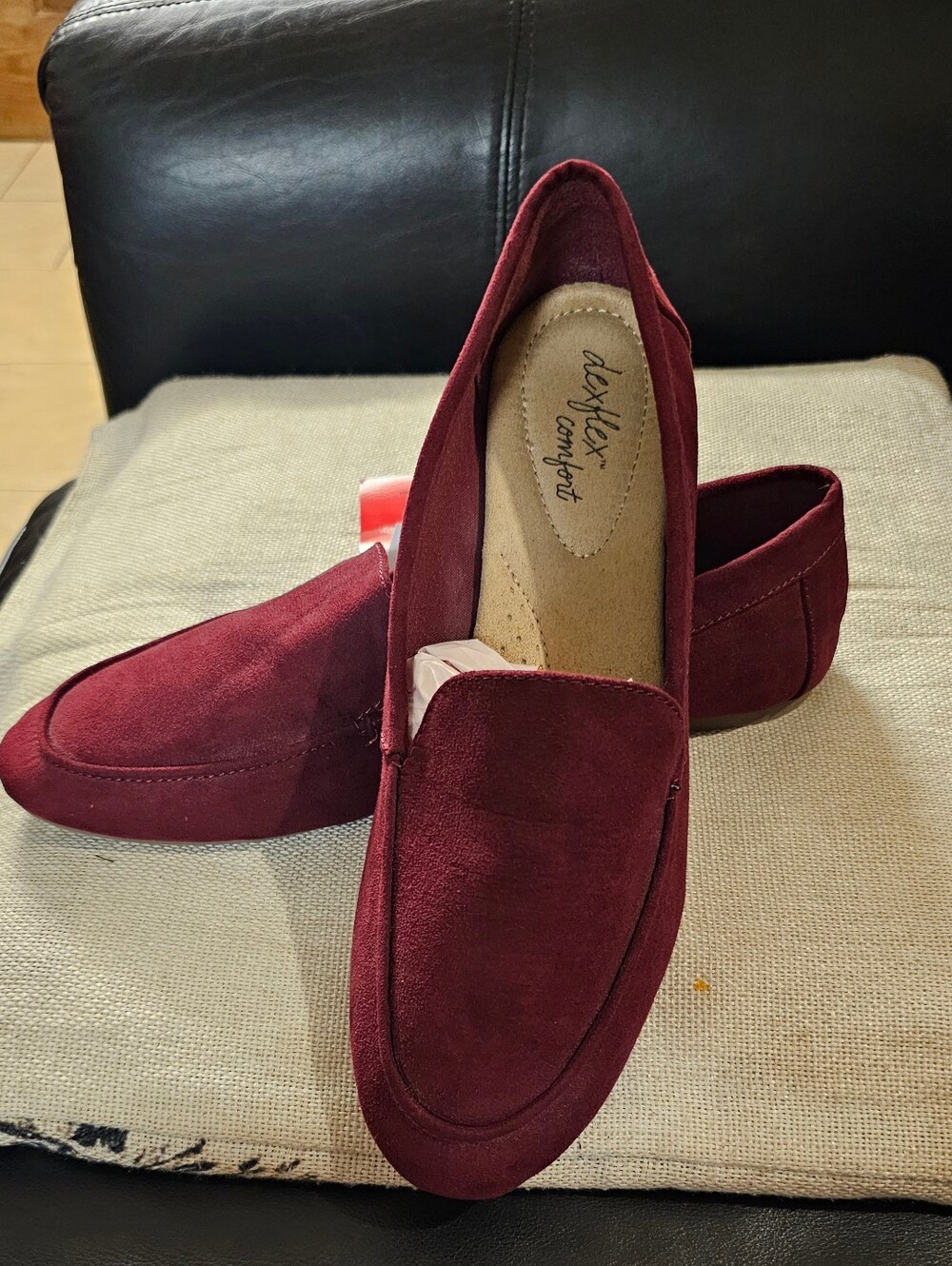 Burgundy Faux Suede Slip-On Loafers - Comfort Style Size 10 New With Tags - Picture 3 of 12